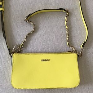 DKNY bright yellow purse saffiano leather